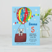 Invitation Balloon Whimsical Hot Air Chat Anniversaire (Debout devant)