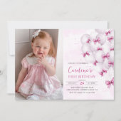Invitation Balloons à vaches roses Anniversaire Photo Invitat (Devant)