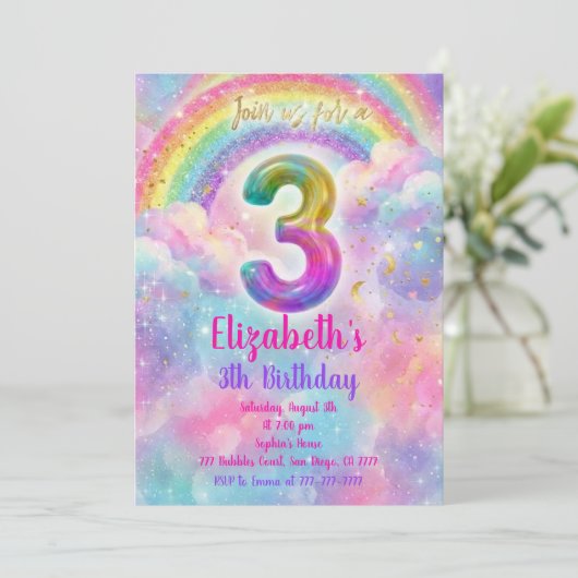 Invitation Balloons Anniversaire 3ème Anniversaire (Debout devant)