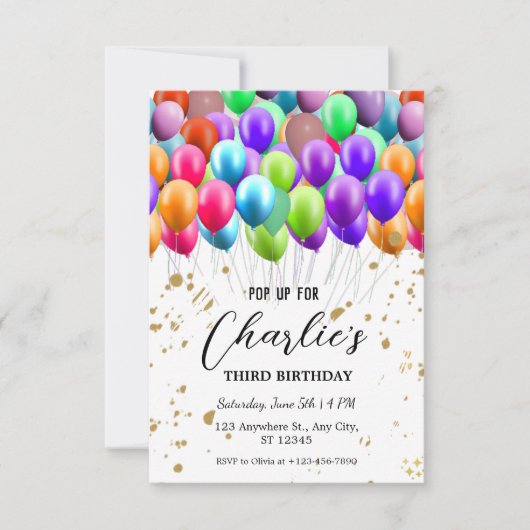 Invitation Balloons Anniversaire avec réalité augmentée AR (Devant)