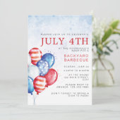 Invitation Balloons aquarelle de budget Fête du quatre juille (Debout devant)