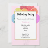 Invitation Balloons arc-en-ciel PINK Anniversaire (Devant)