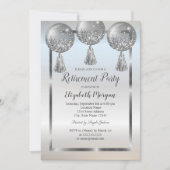 Invitation Balloons argentés chic, cadre, retraite (Devant)