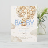 Invitation Balloons beiges Ours Teddy Baby shower moderne (Debout devant)