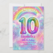 Invitation Balloons Birthday 10th Birthday  (Devant)