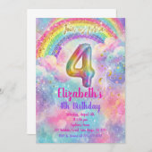 Invitation Balloons Birthday 4th Birthday  (Devant / Derrière)