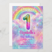 Invitation Balloons Birthday first Birthday (Devant / Derrière)