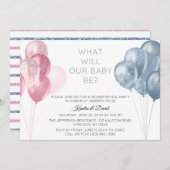 Invitation Balloons bleu rose moderne Fête de révélation de g (Devant / Derrière)