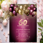 Invitation Balloons Bourguignons Pailletés 60e Anniversaire