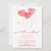 Invitation Balloons Coeur Rose Or Chéri Anniversaire (Devant)
