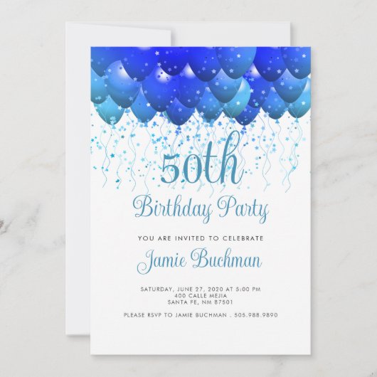 Invitation Balloons Confetti 50e anniversaire (Devant)