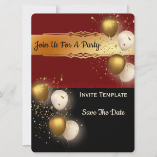 Invitation Balloons Confettis Annonce de la date de la fête- 