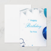 Invitation Balloons Confettis Bleus et Dorés pour Anniversair (Devant / Derrière)