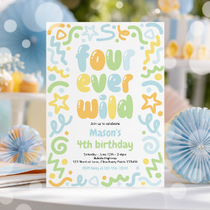Invitation Balloons Confettis Four Ever Wild 4ème Anniversair