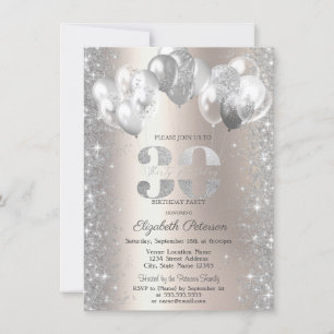 Invitation Balloons Confettis Paillettes Champagne 30 ans Ann
