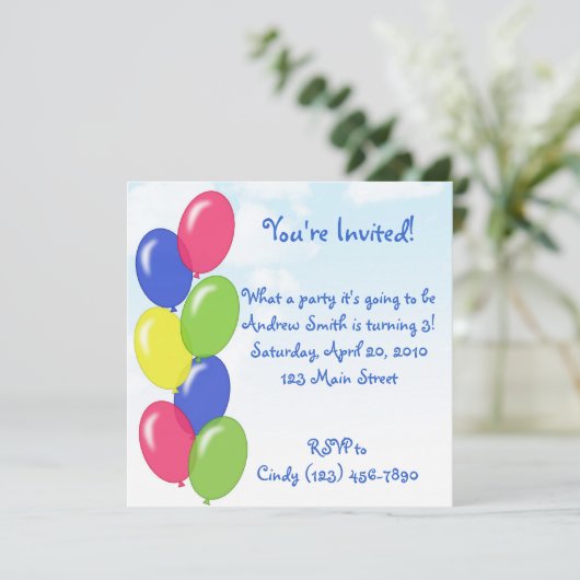 Invitation Balloons d'anniversaire (Debout devant)