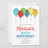 Invitation Balloons d'anniversaire Confetti Fête moderne Cute (Devant)