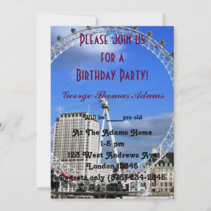 Invitation Balloons d'anniversaire Motif Londres