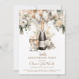 Invitation Balloons de champagne pour une fête élégante de 10