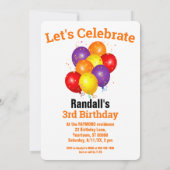 Invitation Balloons de cochons d'Inde orange pour l'anniversa (Dos)