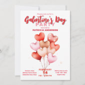 Invitation Balloons de coeur Fête de la Saint-Galentin (Devant)