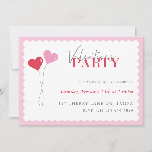 Invitation Balloons de coeur Saint Valentin (Devant)