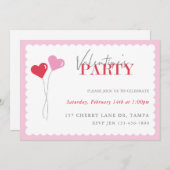 Invitation Balloons de coeur Saint Valentin (Devant / Derrière)