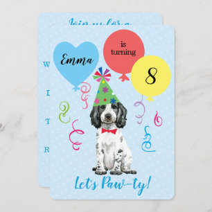 Invitation Balloons de fête d'anniversaire Anglais Cocker Esp