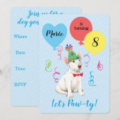 Invitation Balloons de fête d'anniversaire Bull Terrier (Devant / Derrière)