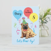 Invitation Balloons de fête d'anniversaire chinois Shar-Pei (Debout devant)