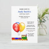 Invitation Balloons de fête d'anniversaire & Train (Debout devant)