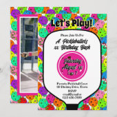 Invitation Balloons de fête de pickleball Confettis Magenta P (Devant / Derrière)