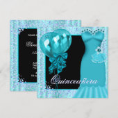 Invitation Balloons de fête de robe de soirée violet sarcelle (Devant / Derrière)