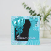 Invitation Balloons de fête de robe de soirée violet sarcelle (Debout devant)