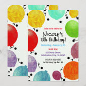 Invitation Balloons de fête pour la célébration d'anniversair (Devant / Derrière)