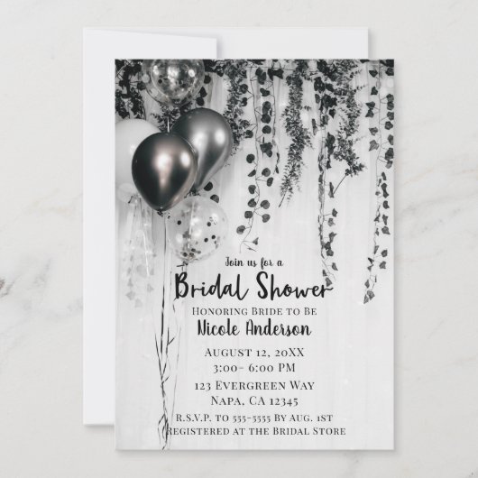 Invitation Balloons de la partie métallique Fête des mariées  (Devant)