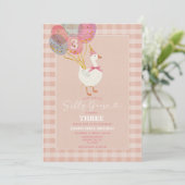 Invitation Balloons de petite oie rose fille 3e anniversaire (Debout devant)