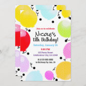 Invitation Balloons de style comique Whimsical fête d'anniver (Devant / Derrière)