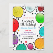 Invitation Balloons de style comique Whimsical fête d'anniver (Devant)