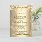 Invitation Balloons de trame à points Confetti d'or Quinceañe (Debout devant)