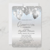Invitation Balloons Diamants Pailletés Argent Tendances (Devant)
