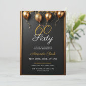 Invitation Balloons d'or Confetti & Frame 60e anniversaire (Debout devant)