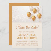 Invitation Balloons d'or moderne Enregistrer la date 76e anni (Devant / Derrière)