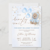 Invitation Balloons d'Ours Beige Brown Baby shower Etoiles (Devant)
