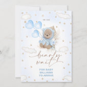 Invitation Balloons d'Ours Beige Brown Baby shower Etoiles (Dos)