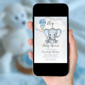 Invitation Balloons éléphants bébé garçon Shower | Bleu