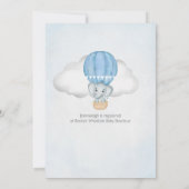 Invitation Balloons éléphants bébé garçon Shower | Bleu (Dos)