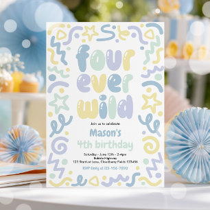Invitation Balloons en confettis Four Ever Wild pour un 4ème
