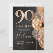 Balloons en confettis noirs et or pour les 90 ans
