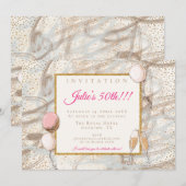 Invitation Balloons en flûtes dorées de 50ème partie (Devant / Derrière)